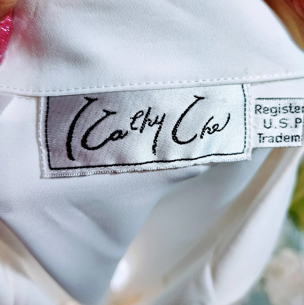 Kathy Che Soft White Short Sleeve Button-Up Shirt - Picture 2 of 5